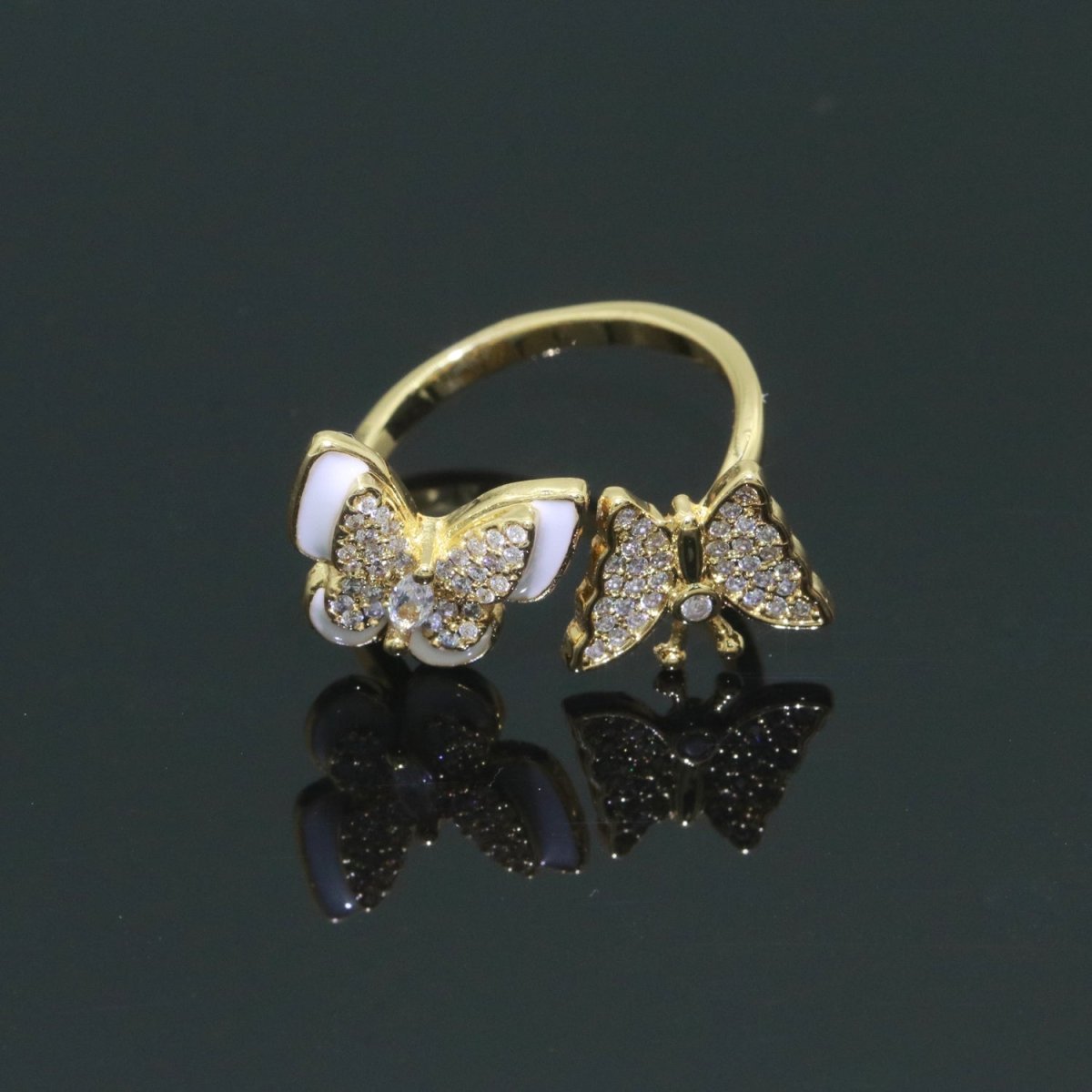 Enamel Butterfly Ring Open Adjustable Mariposa Rings, Dainty Thin Stackable Jewelry S-138 ~ S-147