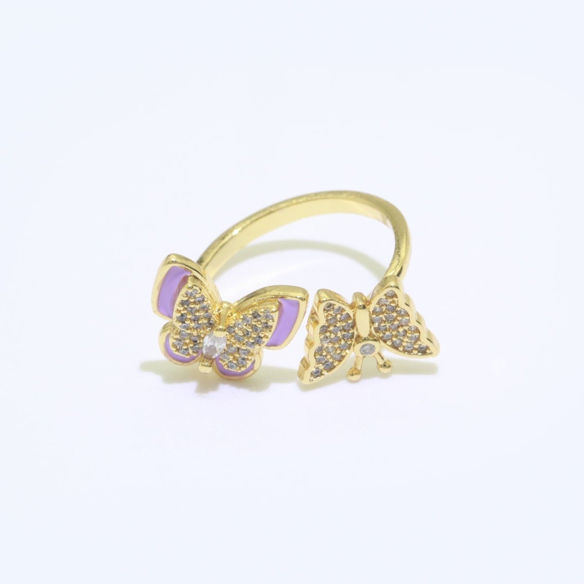 Enamel Butterfly Ring Open Adjustable Mariposa Rings, Dainty Thin Stackable Jewelry S-138 ~ S-147