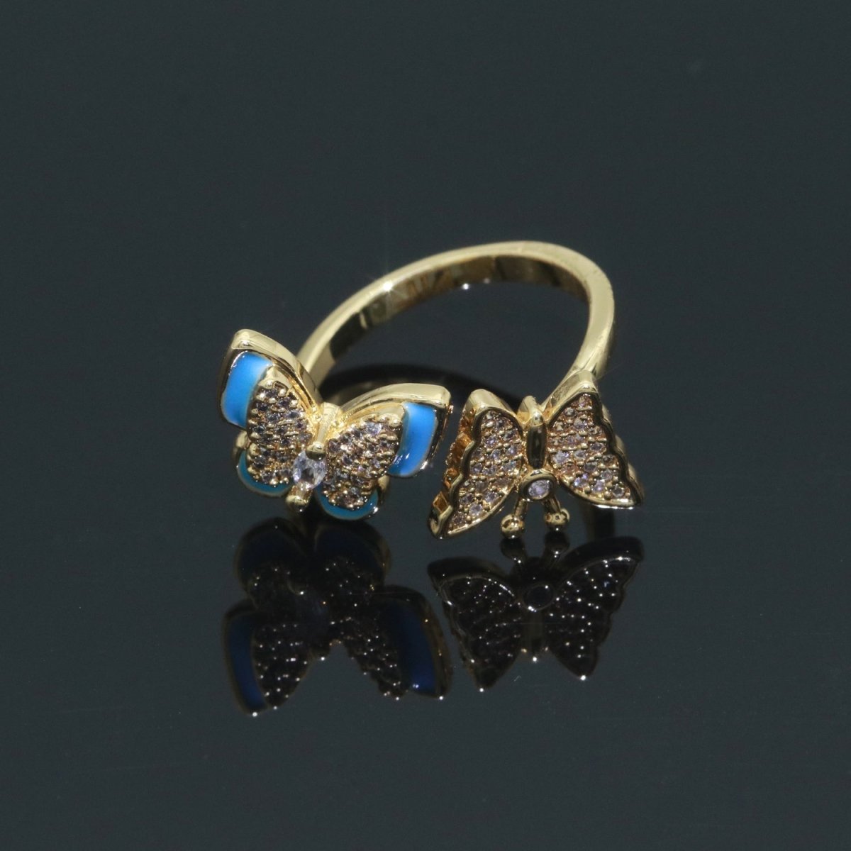 Enamel Butterfly Ring Open Adjustable Mariposa Rings, Dainty Thin Stackable Jewelry S-138 ~ S-147