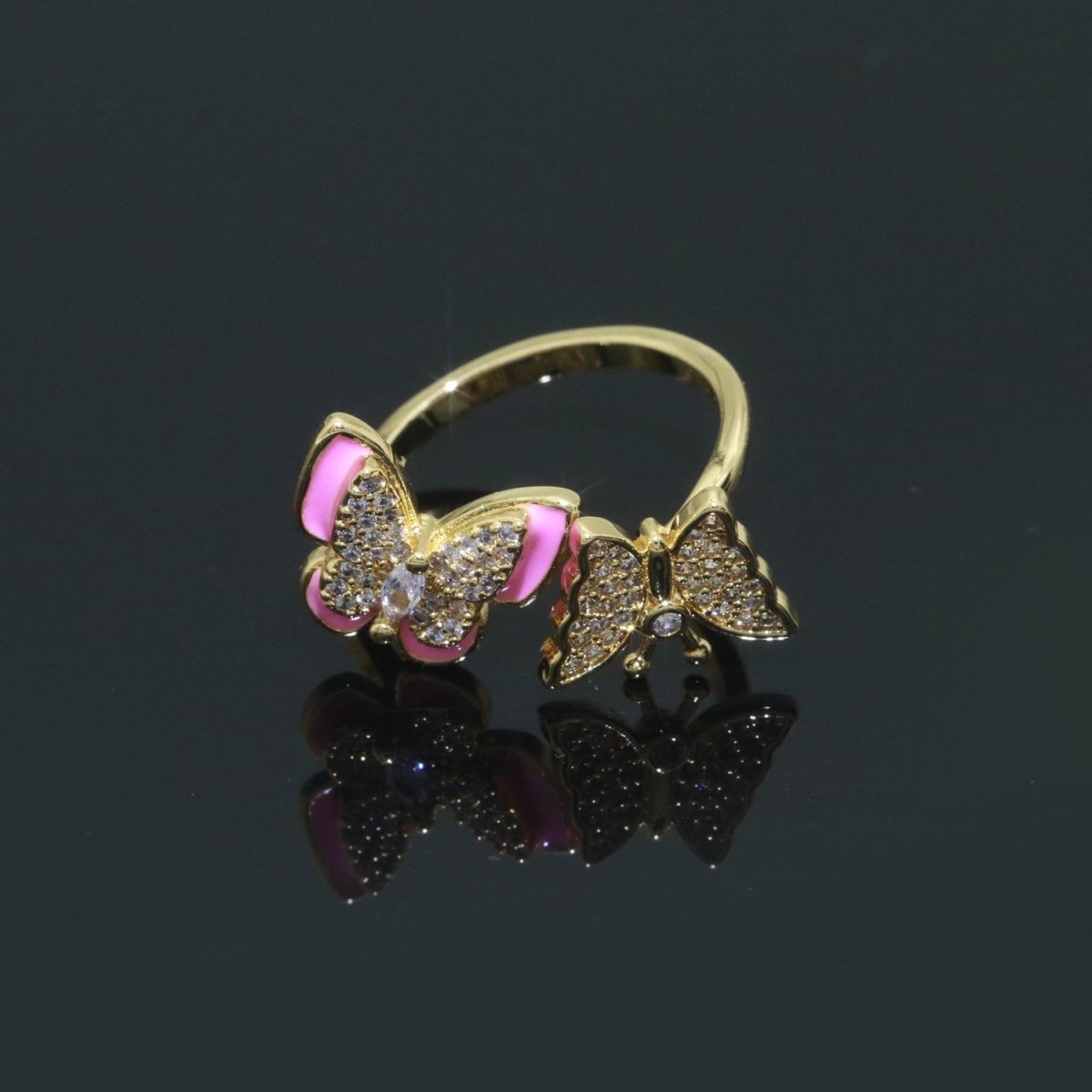 Enamel Butterfly Ring Open Adjustable Mariposa Rings, Dainty Thin Stackable Jewelry S-138 ~ S-147