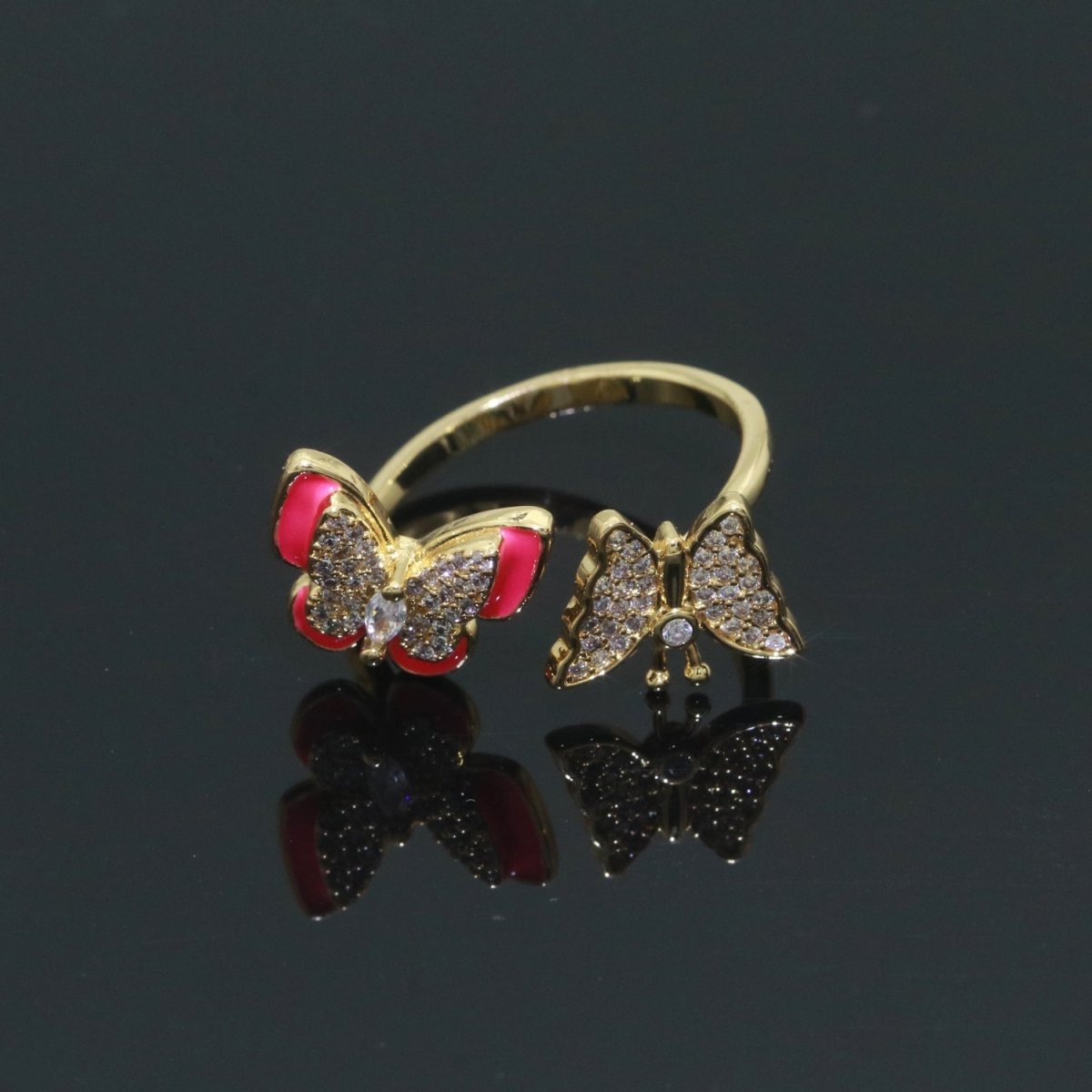 Enamel Butterfly Ring Open Adjustable Mariposa Rings, Dainty Thin Stackable Jewelry S-138 ~ S-147