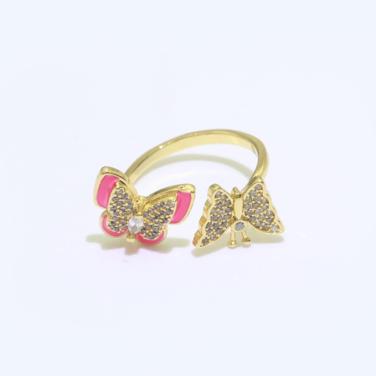 Enamel Butterfly Ring Open Adjustable Mariposa Rings, Dainty Thin Stackable Jewelry S-138 ~ S-147