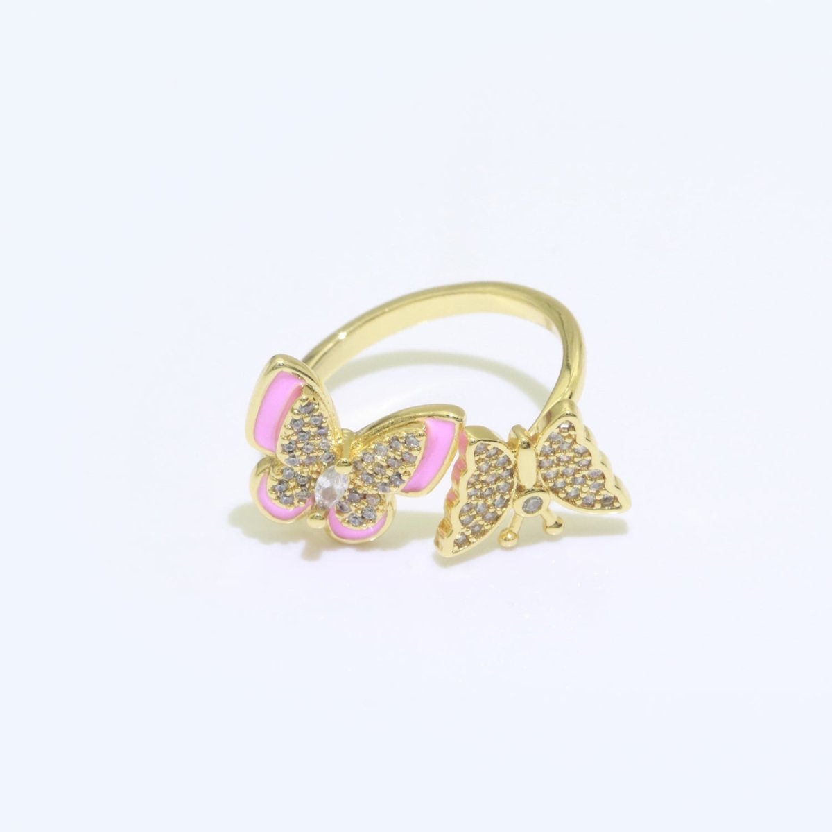 Enamel Butterfly Ring Open Adjustable Mariposa Rings, Dainty Thin Stackable Jewelry S-138 ~ S-147