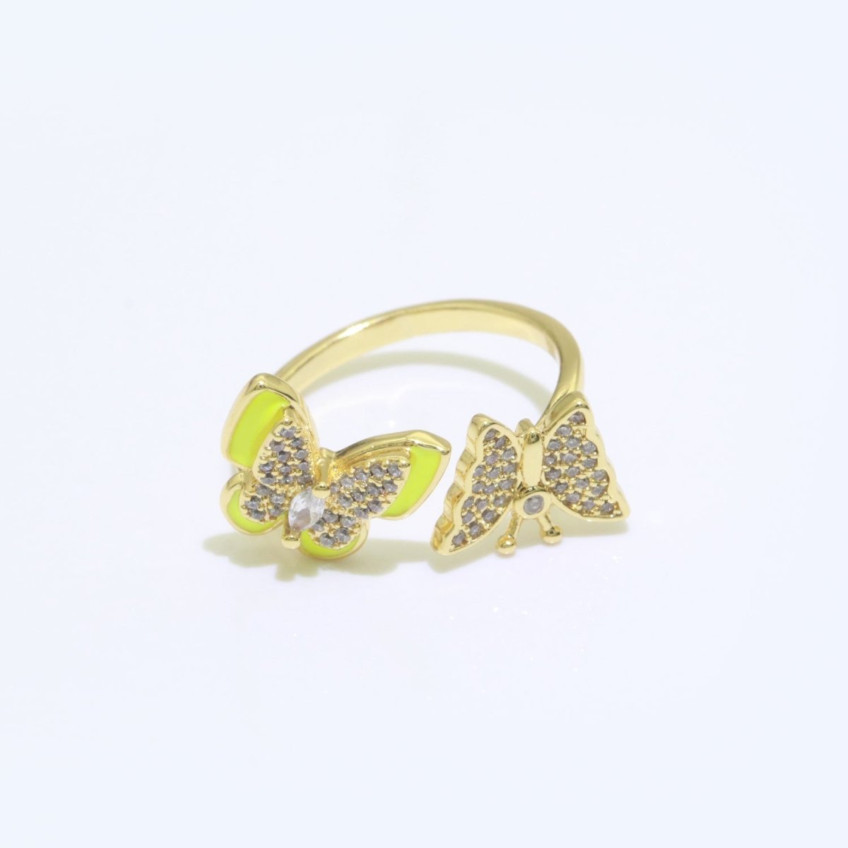 Enamel Butterfly Ring Open Adjustable Mariposa Rings, Dainty Thin Stackable Jewelry S-138 ~ S-147