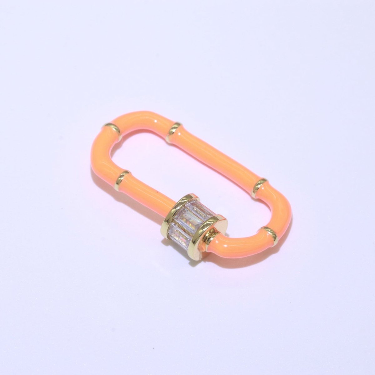 Enamel Carabiner Oval Screw Lock Clasp, Charm Link Connector 30x17mm L-373~L-382
