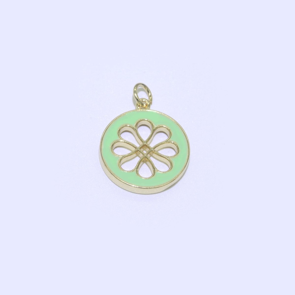 Enamel Daisy Charm 24k Gold Filled Hollow Round Charm Gold Floral Charms, Dainty Flower Pink, Teal, White, Yellow Green Pendant M-393 - M-402