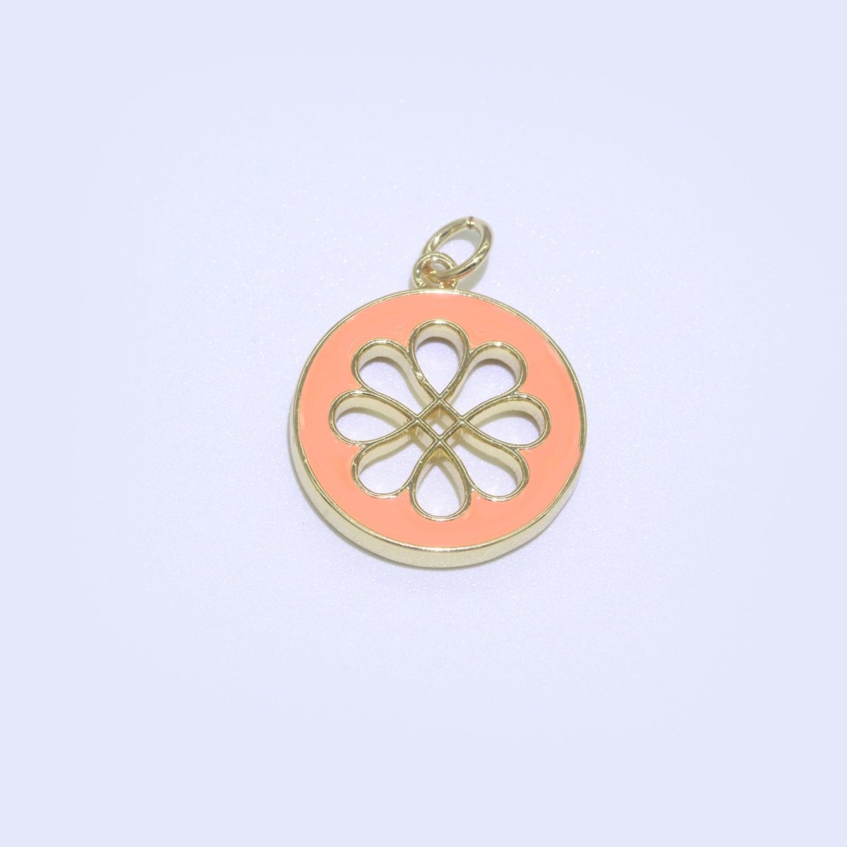 Enamel Daisy Charm 24k Gold Filled Hollow Round Charm Gold Floral Charms, Dainty Flower Pink, Teal, White, Yellow Green Pendant M-393 - M-402