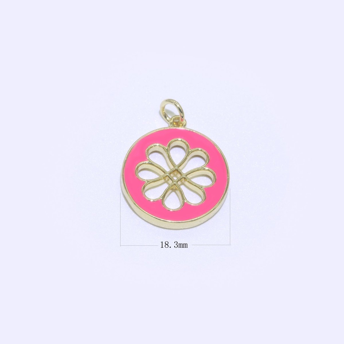 Enamel Daisy Charm 24k Gold Filled Hollow Round Charm Gold Floral Charms, Dainty Flower Pink, Teal, White, Yellow Green Pendant M-393 - M-402