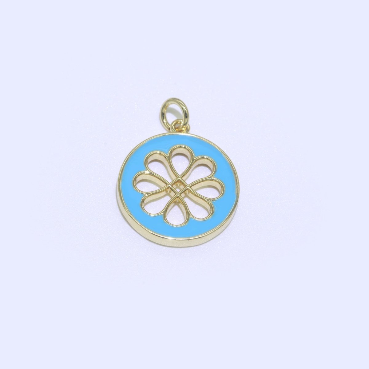 Enamel Daisy Charm 24k Gold Filled Hollow Round Charm Gold Floral Charms, Dainty Flower Pink, Teal, White, Yellow Green Pendant M-393 - M-402