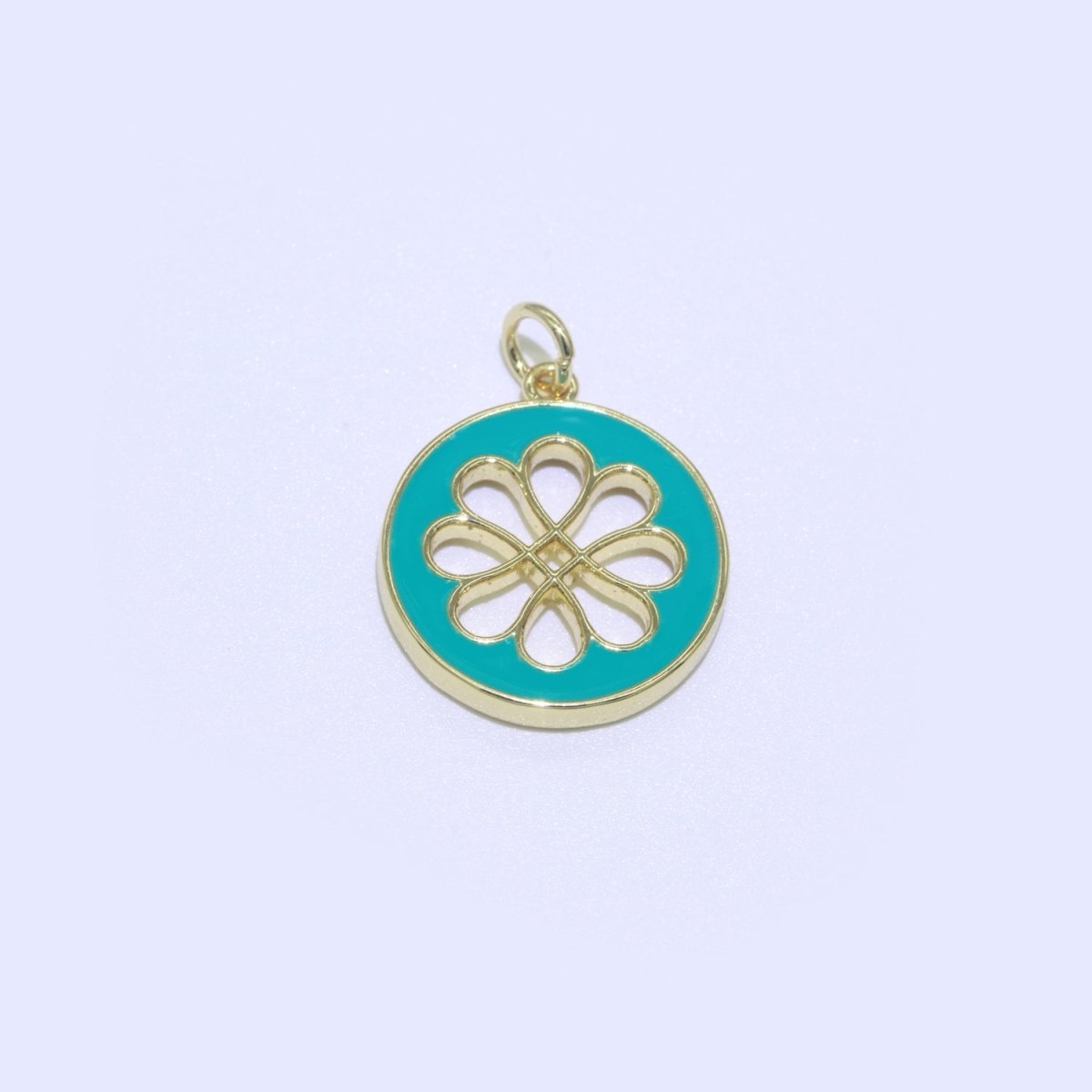 Enamel Daisy Charm 24k Gold Filled Hollow Round Charm Gold Floral Charms, Dainty Flower Pink, Teal, White, Yellow Green Pendant M-393 - M-402