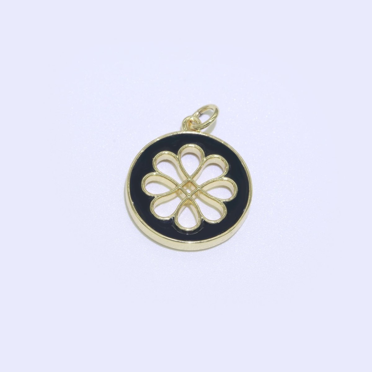 Enamel Daisy Charm 24k Gold Filled Hollow Round Charm Gold Floral Charms, Dainty Flower Pink, Teal, White, Yellow Green Pendant M-393 - M-402