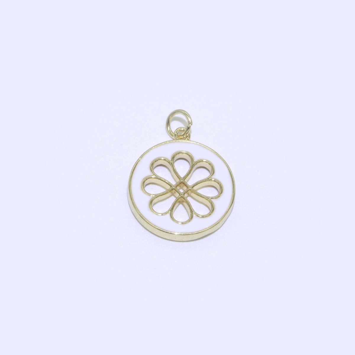 Enamel Daisy Charm 24k Gold Filled Hollow Round Charm Gold Floral Charms, Dainty Flower Pink, Teal, White, Yellow Green Pendant M-393 - M-402