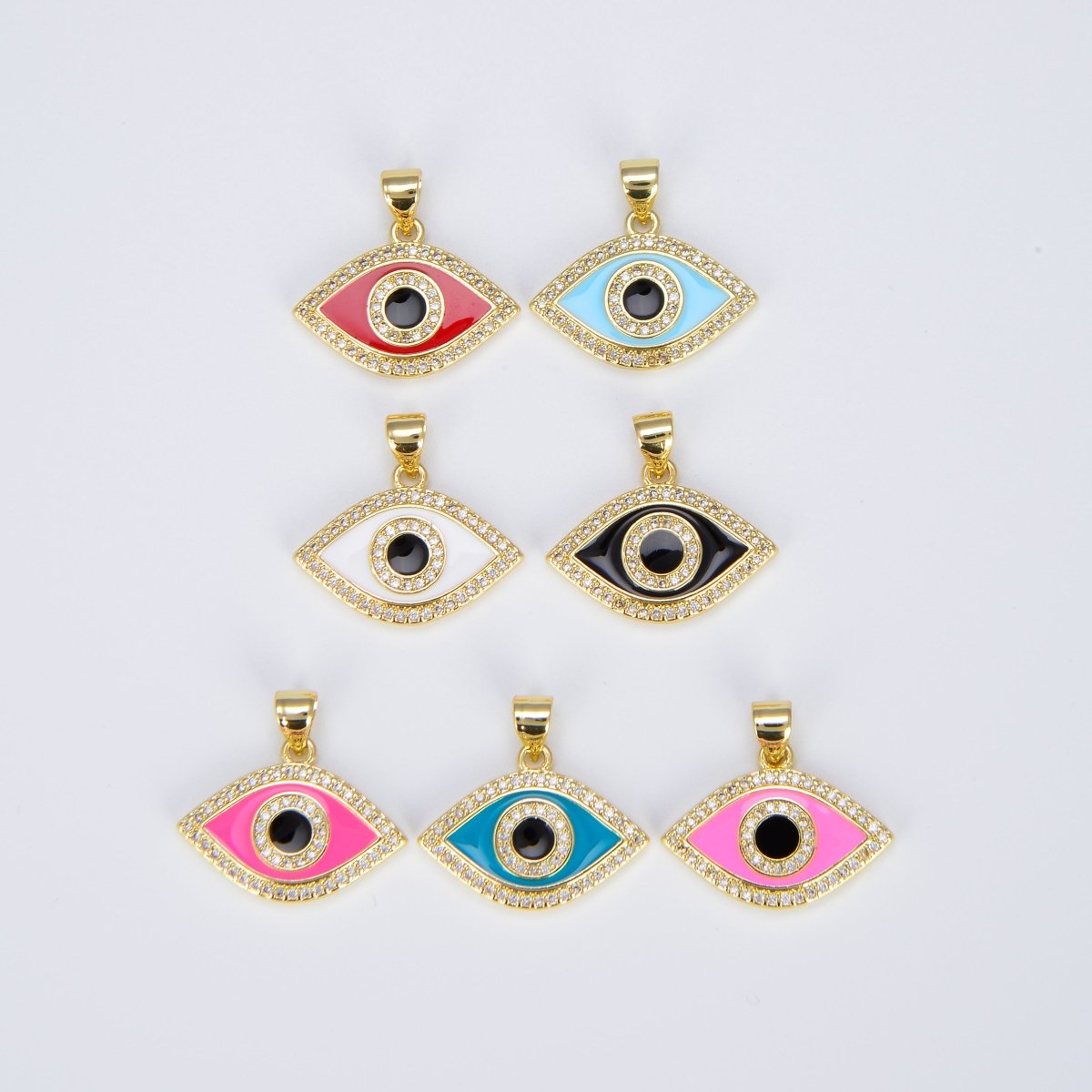 Enamel Evil Eye Charm Dainty Eye Pendant for Necklace Bracelet Earring Supply Component I-163 I-164 I-172 I-186 I-189 I-201 I-204