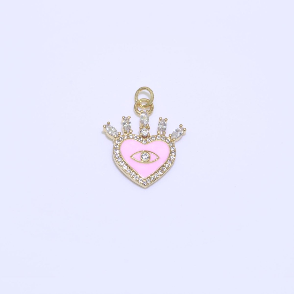 Enamel Evil Eye Charm Dainty Micro Pave Cz Eye Pendant for Necklace Bracelet Earring Supply Component Black, Blue, Pink, Green, Yellow, White M-421 - M-431