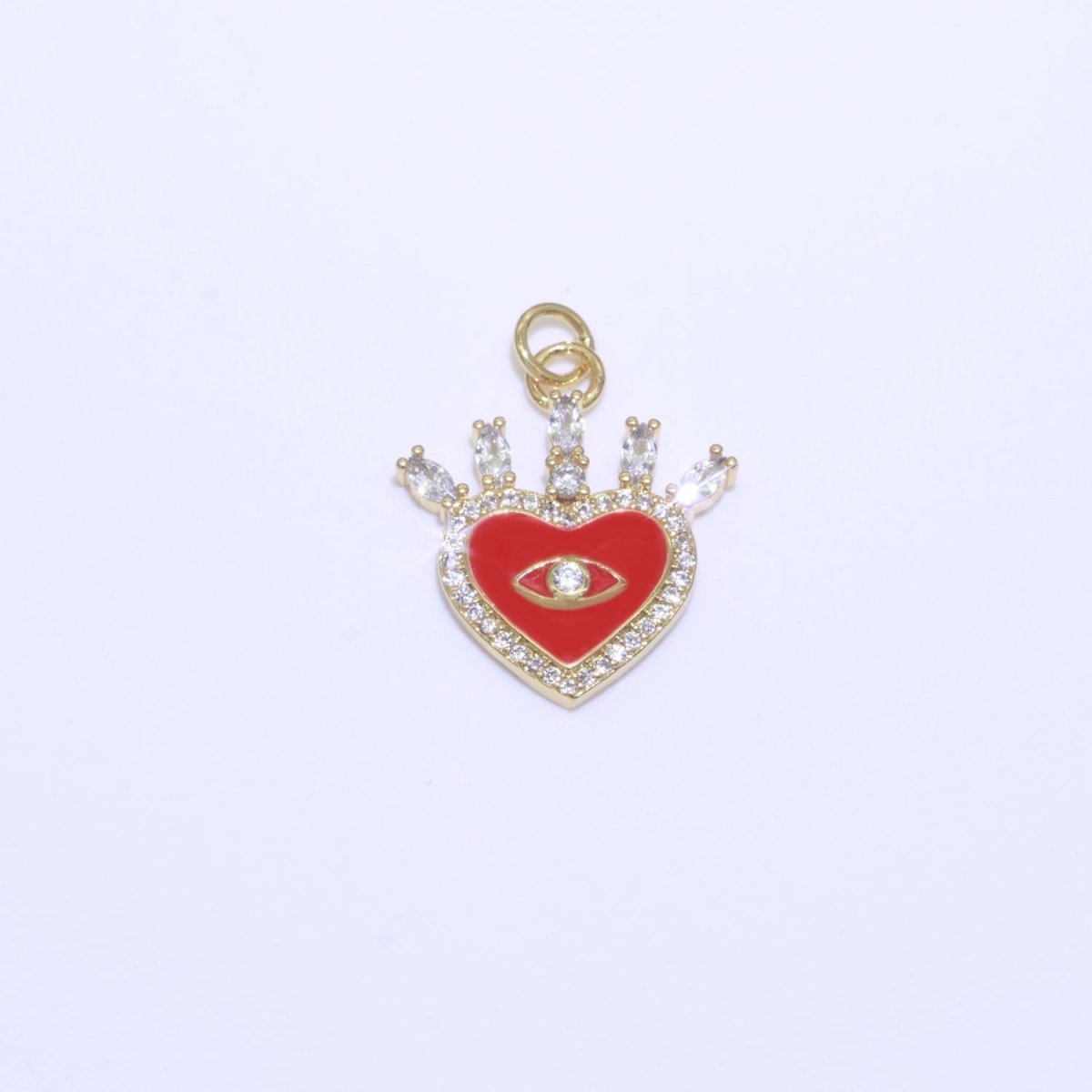 Enamel Evil Eye Charm Dainty Micro Pave Cz Eye Pendant for Necklace Bracelet Earring Supply Component Black, Blue, Pink, Green, Yellow, White M-421 - M-431