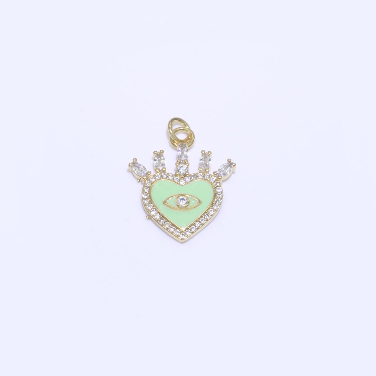 Enamel Evil Eye Charm Dainty Micro Pave Cz Eye Pendant for Necklace Bracelet Earring Supply Component Black, Blue, Pink, Green, Yellow, White M-421 - M-431