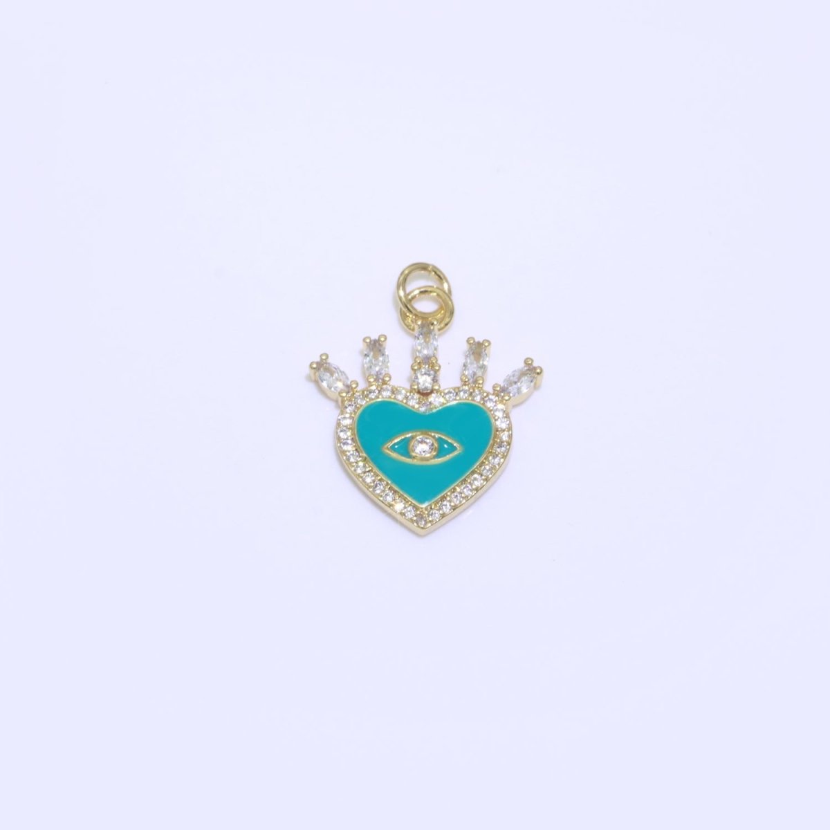 Enamel Evil Eye Charm Dainty Micro Pave Cz Eye Pendant for Necklace Bracelet Earring Supply Component Black, Blue, Pink, Green, Yellow, White M-421 - M-431
