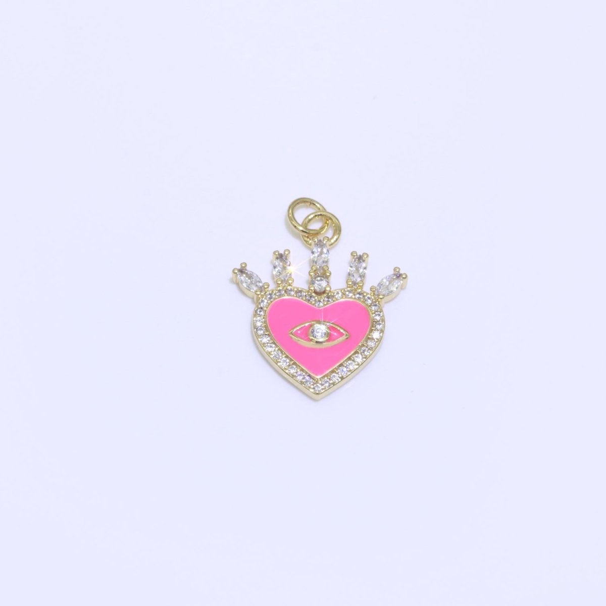 Enamel Evil Eye Charm Dainty Micro Pave Cz Eye Pendant for Necklace Bracelet Earring Supply Component Black, Blue, Pink, Green, Yellow, White M-421 - M-431