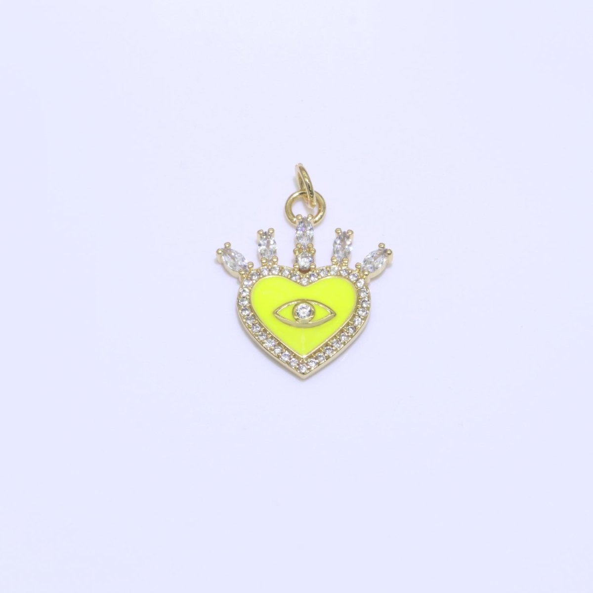 Enamel Evil Eye Charm Dainty Micro Pave Cz Eye Pendant for Necklace Bracelet Earring Supply Component Black, Blue, Pink, Green, Yellow, White M-421 - M-431