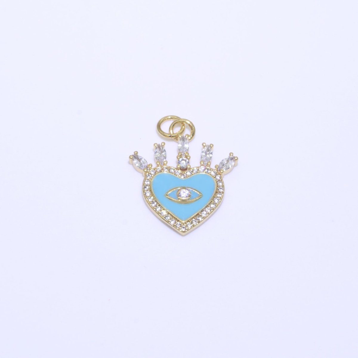 Enamel Evil Eye Charm Dainty Micro Pave Cz Eye Pendant for Necklace Bracelet Earring Supply Component Black, Blue, Pink, Green, Yellow, White M-421 - M-431