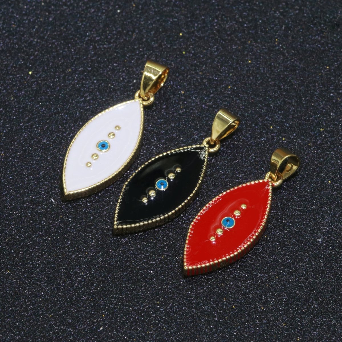 Enamel Evil Eye Charm Red Black White Charm Gold Pendant for Necklace Earring Supply Component in 14k Gold Filled J-857~J-859