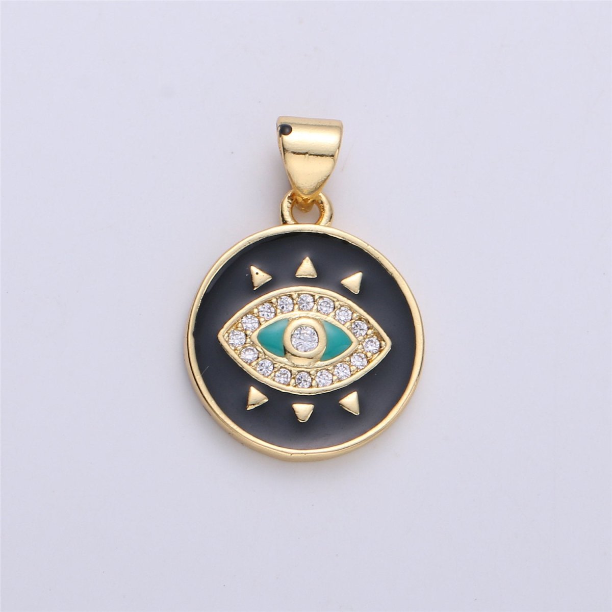 Enamel Evil Eye Charm, Red Blue White eye pendant, Enamel eye Pendant, Protection eye charm Coin Medallion Pendant 21x15mm I-174