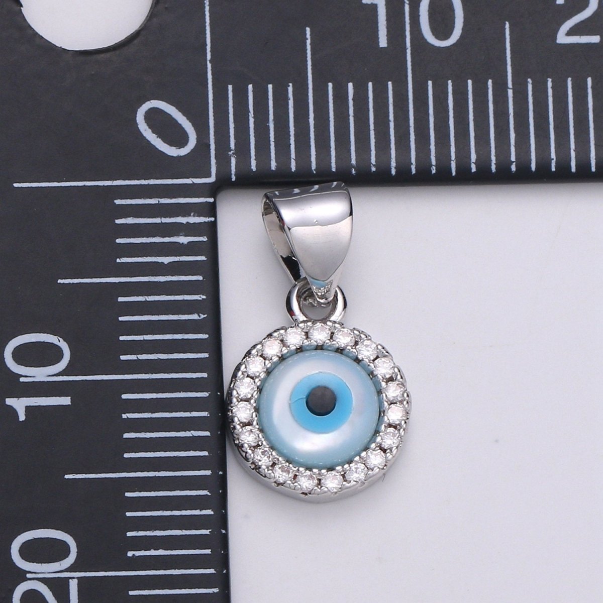 Enamel Gold Evil Eye Charm, 14k Gold Filled Eye Charms, Cubic Eye Pendant, Amulet Jewelry, Good Luck Eye Charm, Blue Silver Evil Eye Charm J-056 J-057