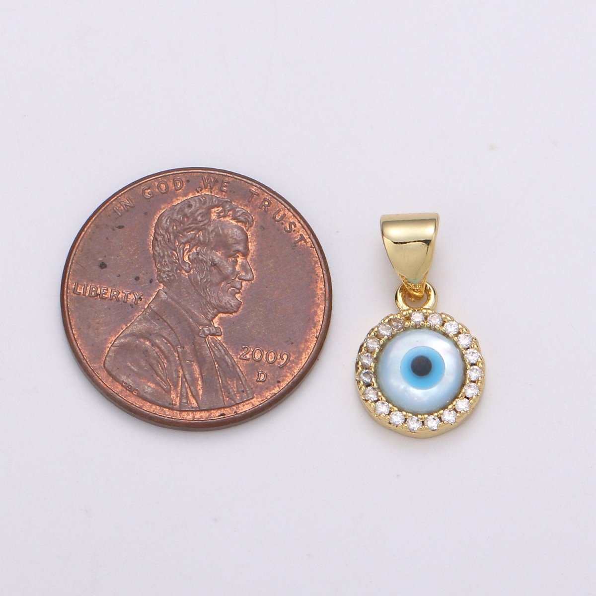 Enamel Gold Evil Eye Charm, 14k Gold Filled Eye Charms, Cubic Eye Pendant, Amulet Jewelry, Good Luck Eye Charm, Blue Silver Evil Eye Charm J-056 J-057