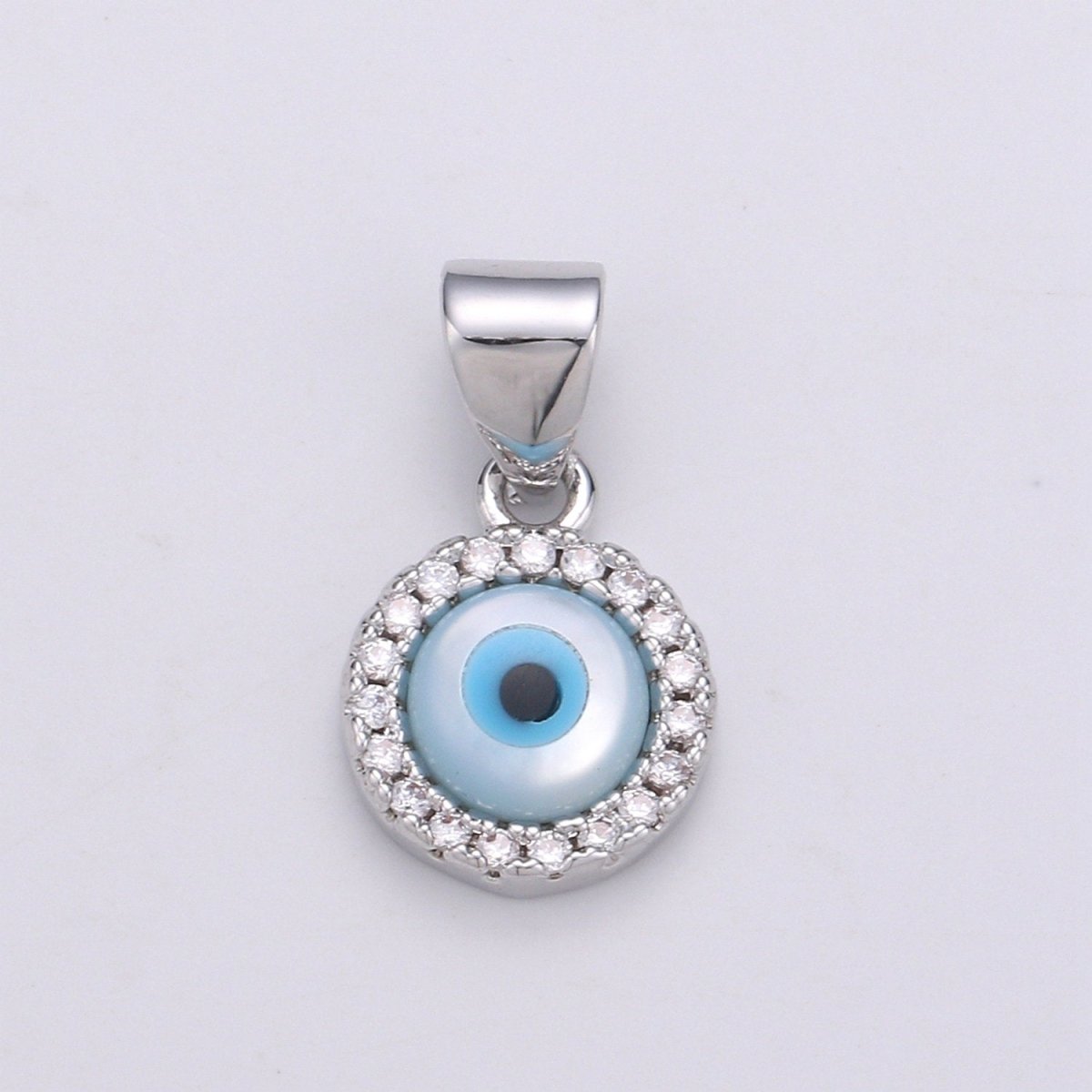 Enamel Gold Evil Eye Charm, 14k Gold Filled Eye Charms, Cubic Eye Pendant, Amulet Jewelry, Good Luck Eye Charm, Blue Silver Evil Eye Charm J-056 J-057