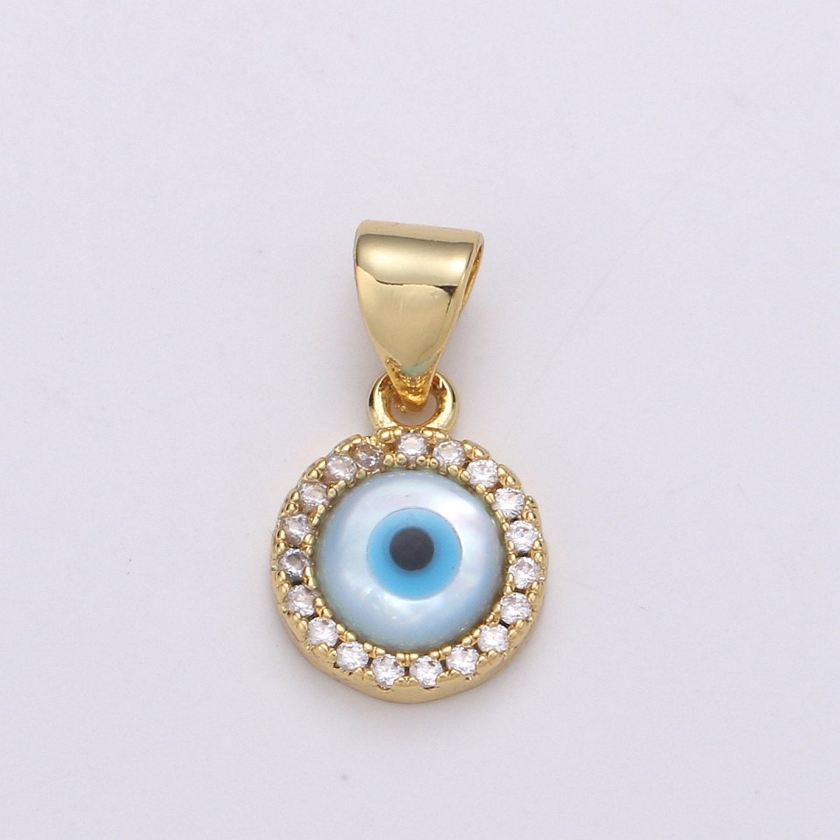 Enamel Gold Evil Eye Charm, 14k Gold Filled Eye Charms, Cubic Eye Pendant, Amulet Jewelry, Good Luck Eye Charm, Blue Silver Evil Eye Charm J-056 J-057