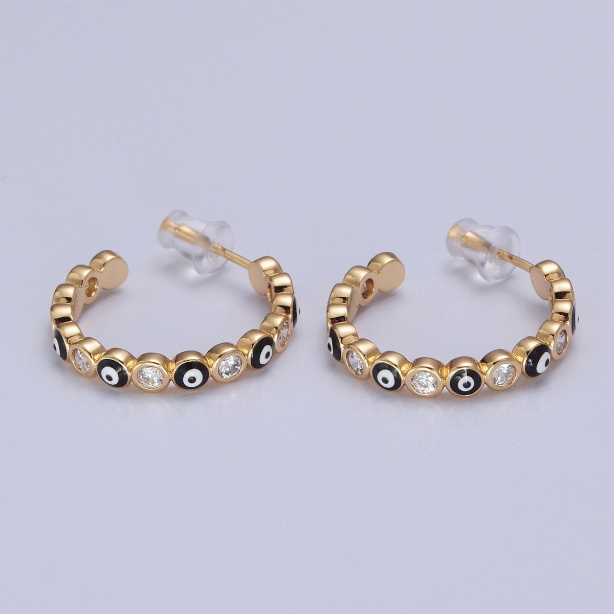 Enamel Gold Filled Evil Eye Hoop Earring T-505 ~ T-512
