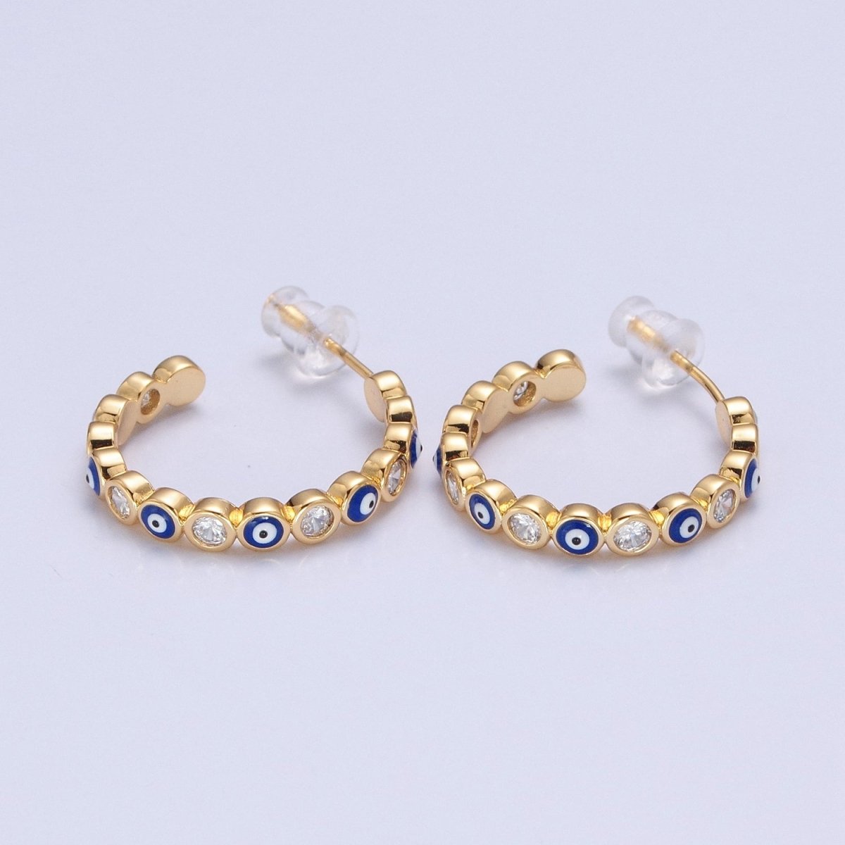 Enamel Gold Filled Evil Eye Hoop Earring T-505 ~ T-512