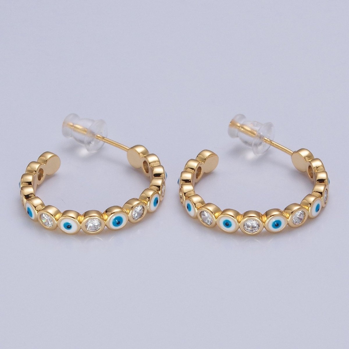 Enamel Gold Filled Evil Eye Hoop Earring T-505 ~ T-512