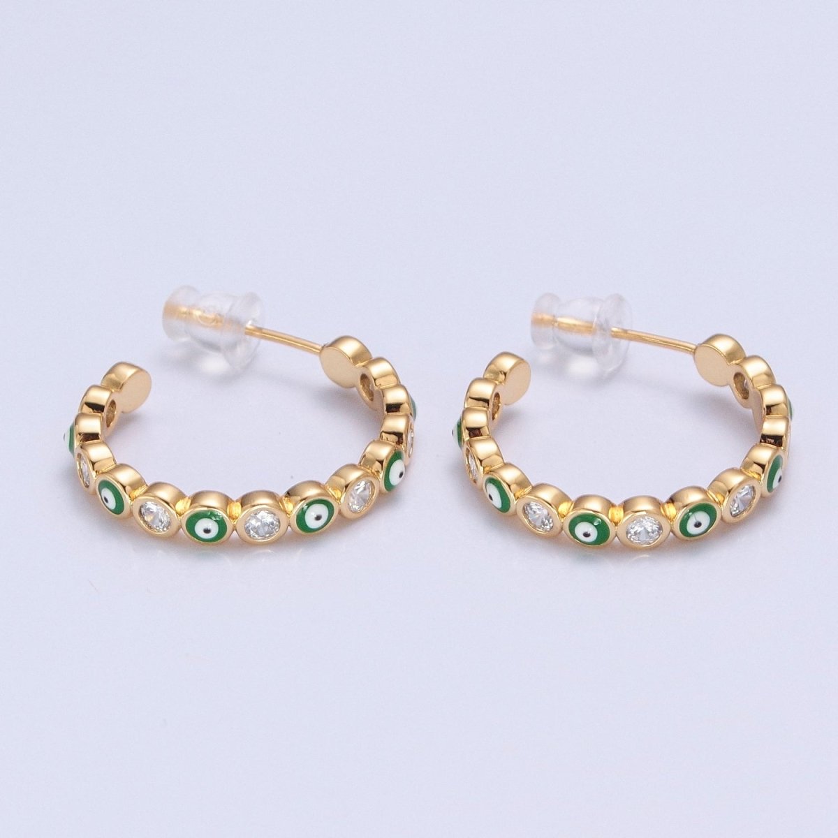 Enamel Gold Filled Evil Eye Hoop Earring T-505 ~ T-512