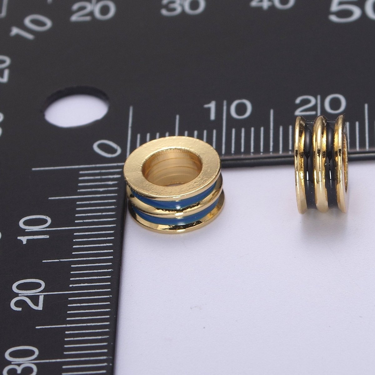 Enamel Gold Rondelle Spacer Beads, Big Hole Spacer Beads, Rondelle Spacer Bead for bracelet necklace supply B-130 B-132 B-135