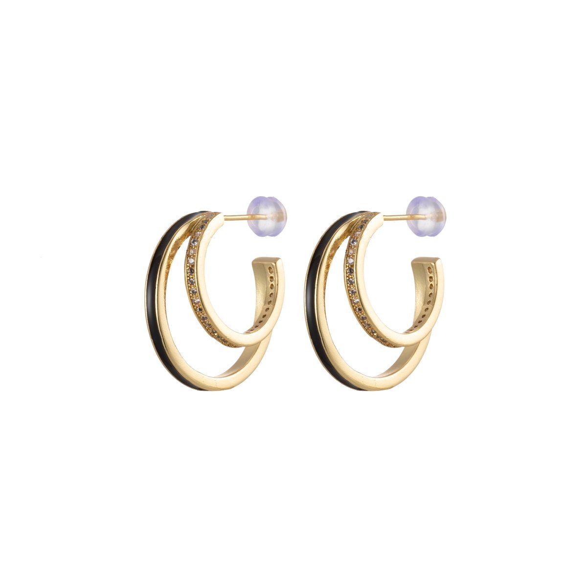 Enamel Hoops Gold, 14K Gold Filled Hoops, Large Gold Hoop Earrings, Small Hoops Black Pink Red White Earrings, Chunky Light Hoops P-206