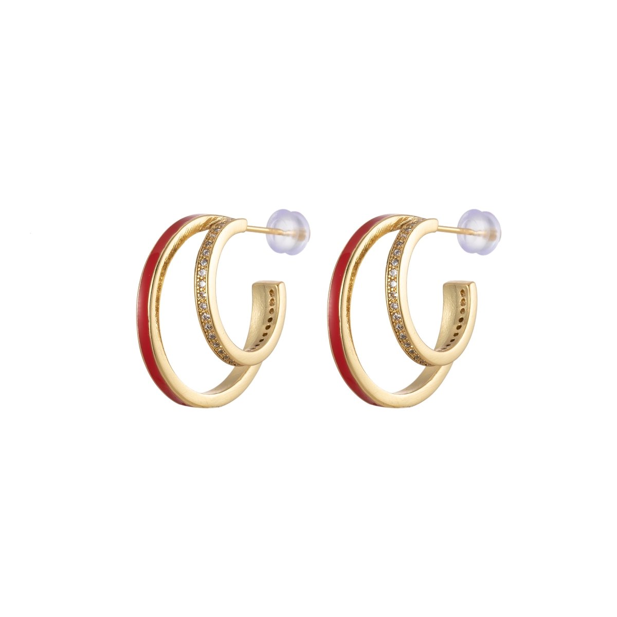 Enamel Hoops Gold, 14K Gold Filled Hoops, Large Gold Hoop Earrings, Small Hoops Black Pink Red White Earrings, Chunky Light Hoops P-206