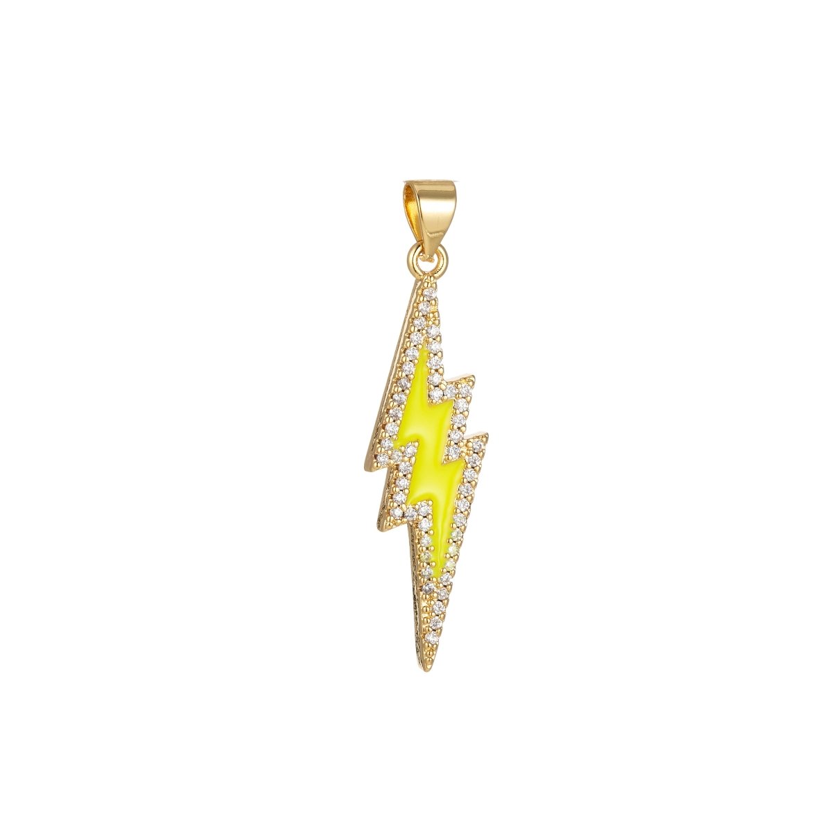 Enamel Lighting Gold Micro Pave Charm Lightning Bolt Pendant, Statement Bold Bolt, Wizard Charm, Thunder Pendant for Necklace H-846 H-852