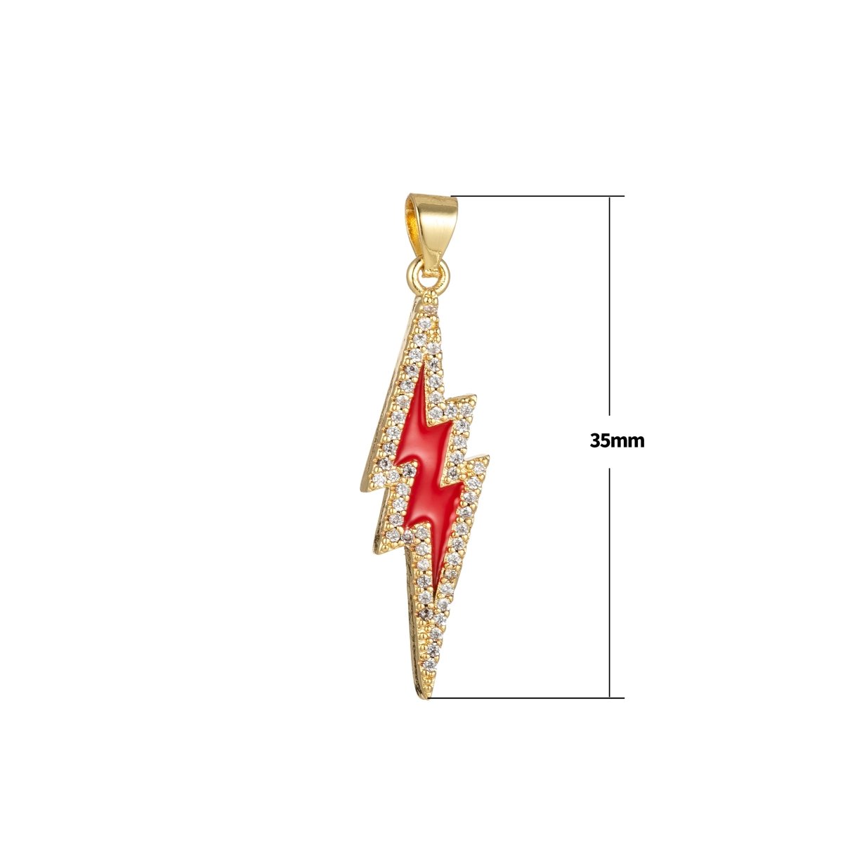 Enamel Lighting Gold Micro Pave Charm Lightning Bolt Pendant, Statement Bold Bolt, Wizard Charm, Thunder Pendant for Necklace H-846 H-852