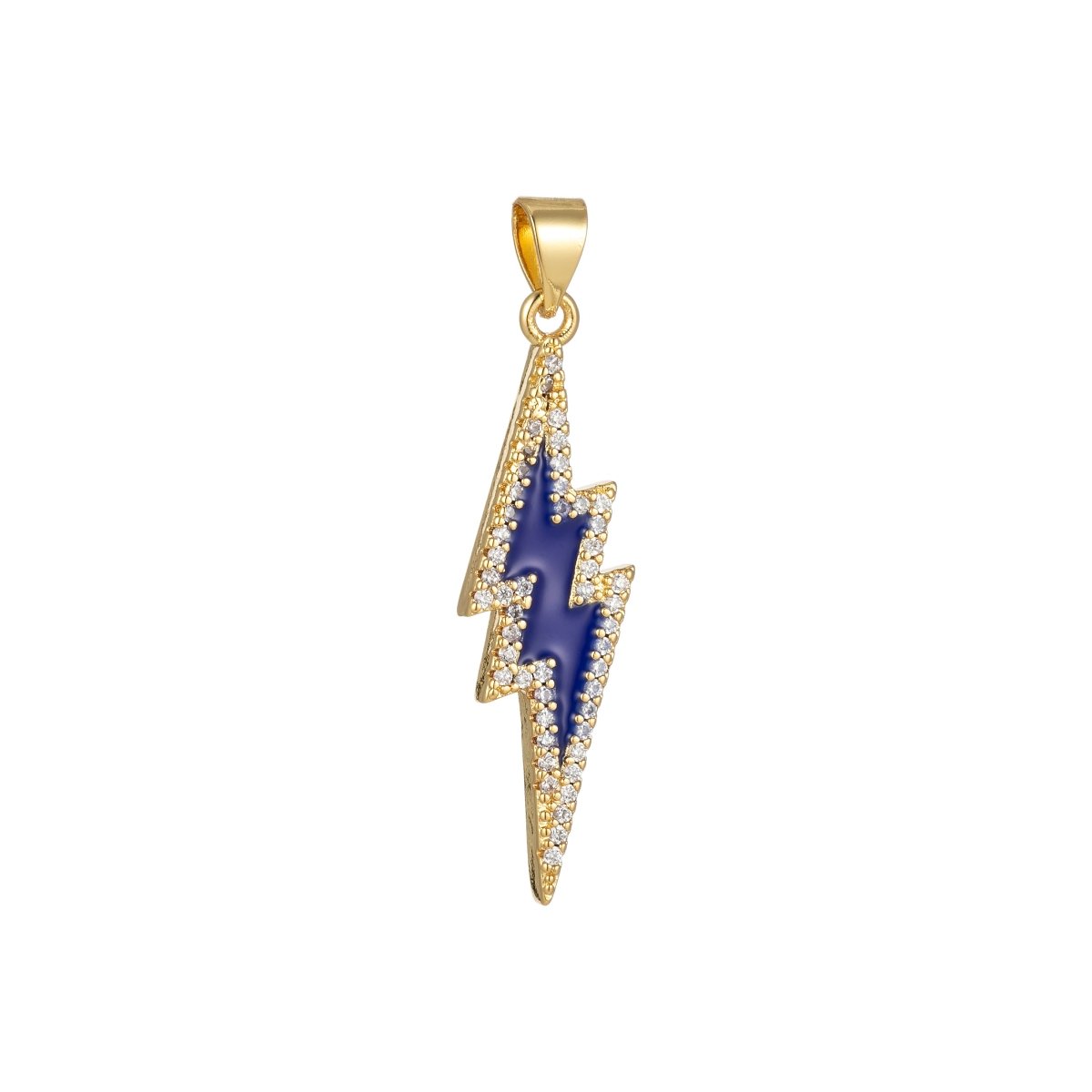 Enamel Lighting Gold Micro Pave Charm Lightning Bolt Pendant, Statement Bold Bolt, Wizard Charm, Thunder Pendant for Necklace H-846 H-852