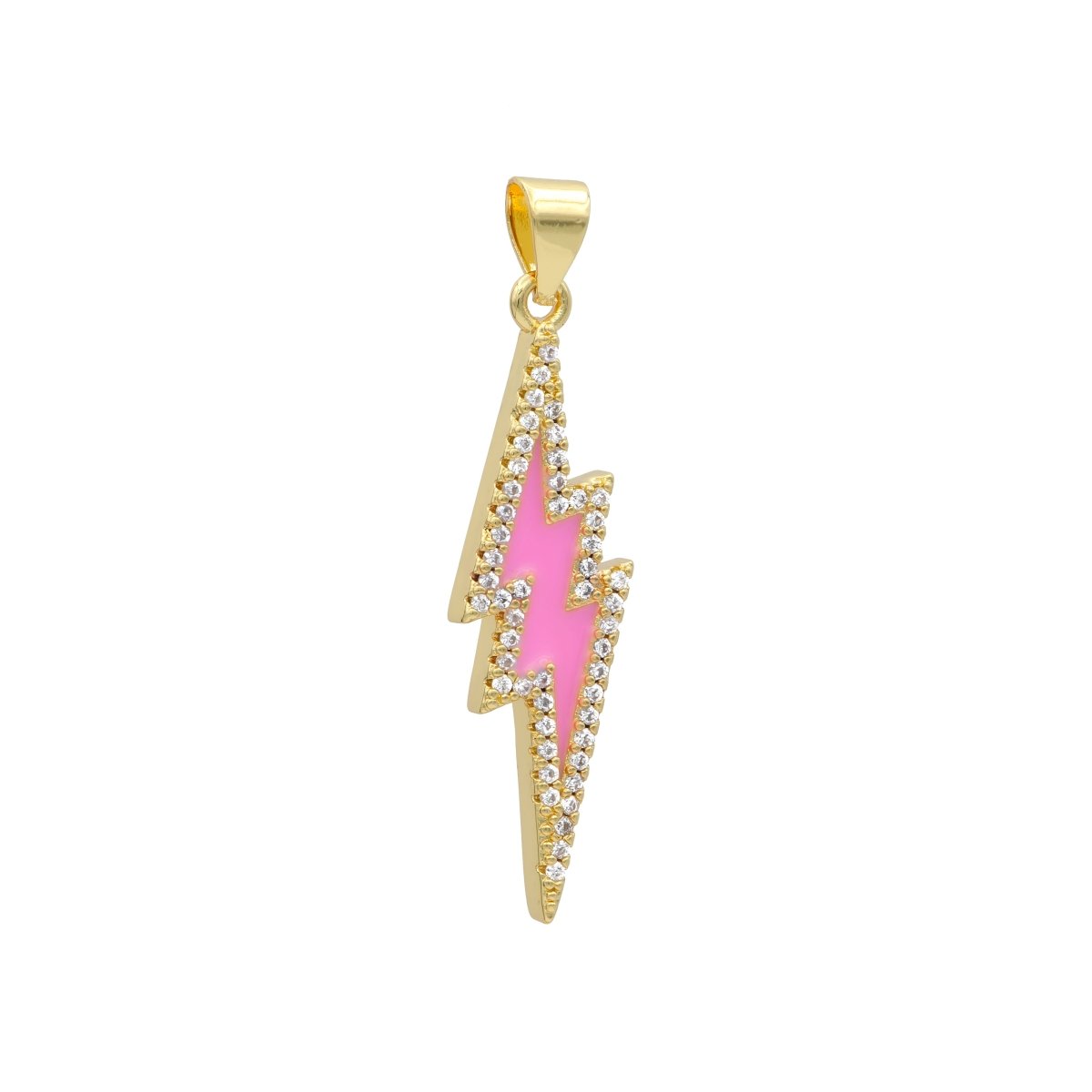 Enamel Lighting Gold Micro Pave Charm Lightning Bolt Pendant, Statement Bold Bolt, Wizard Charm, Thunder Pendant for Necklace H-846 H-852