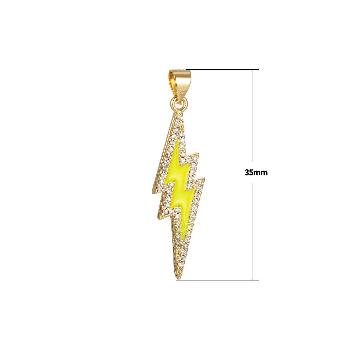 Enamel Lighting Gold Micro Pave Charm Lightning Bolt Pendant, Statement Bold Bolt, Wizard Charm, Thunder Pendant for Necklace H-846 H-852