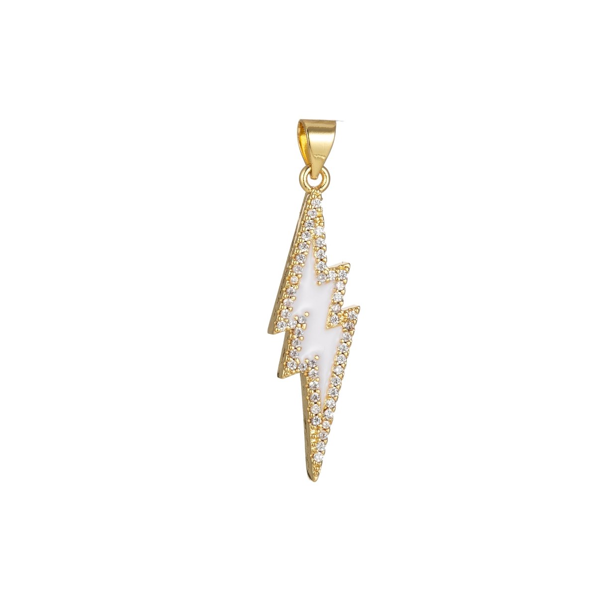 Enamel Lighting Gold Micro Pave Charm Lightning Bolt Pendant, Statement Bold Bolt, Wizard Charm, Thunder Pendant for Necklace H-846 H-852