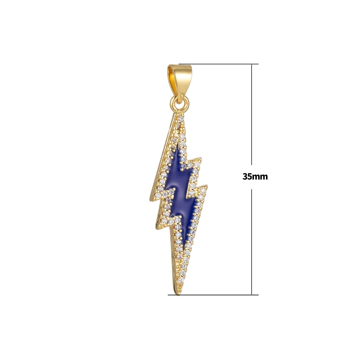 Enamel Lighting Gold Micro Pave Charm Lightning Bolt Pendant, Statement Bold Bolt, Wizard Charm, Thunder Pendant for Necklace H-846 H-852