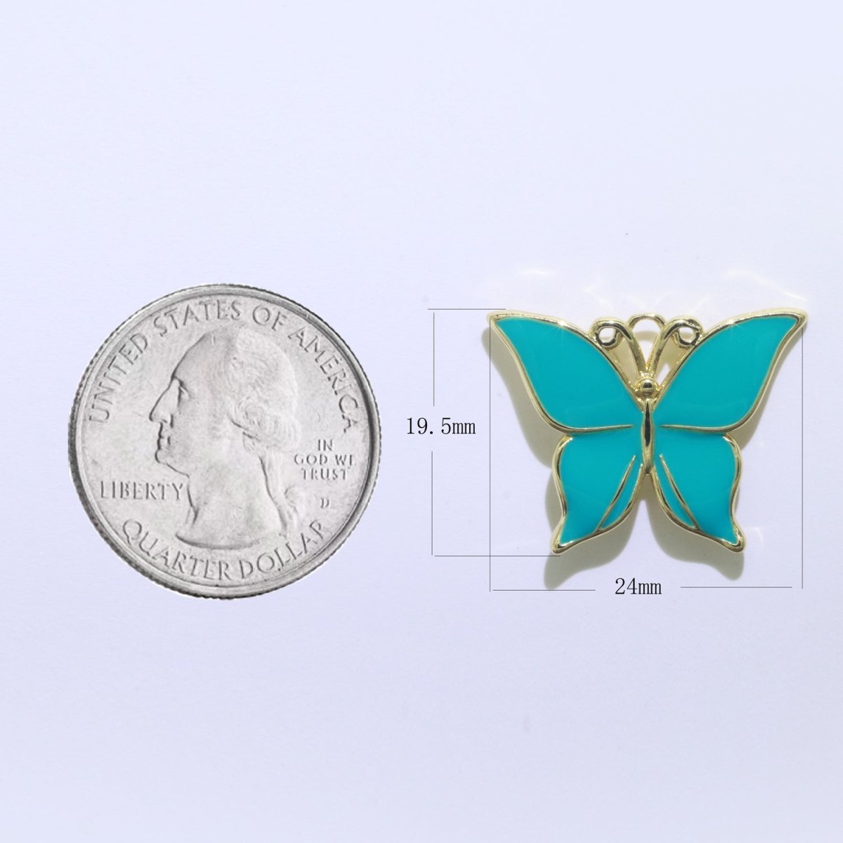 Enamel Mariposa Butterfly Charm Pink Black White Teal Butterfly Charm Gold Pendant for Necklace Earring Supply Component in 14k Gold Filled M-167-M-172