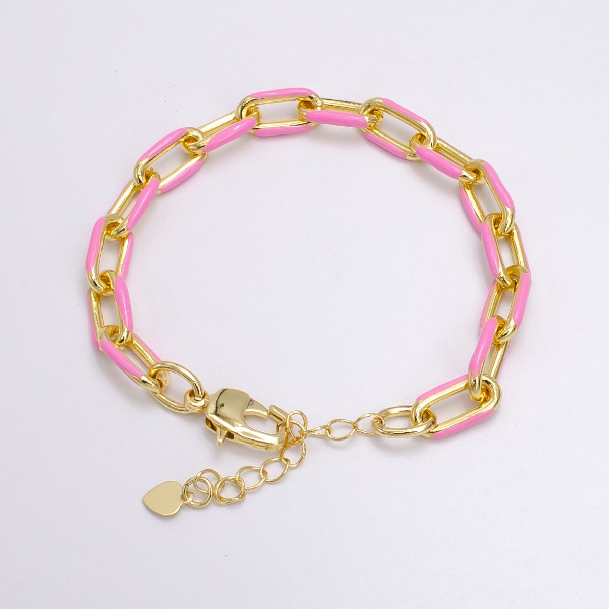Enamel PaperClip Bracelet 6inch Colorful Bracelet in Gold | WA-2276 - WA2283