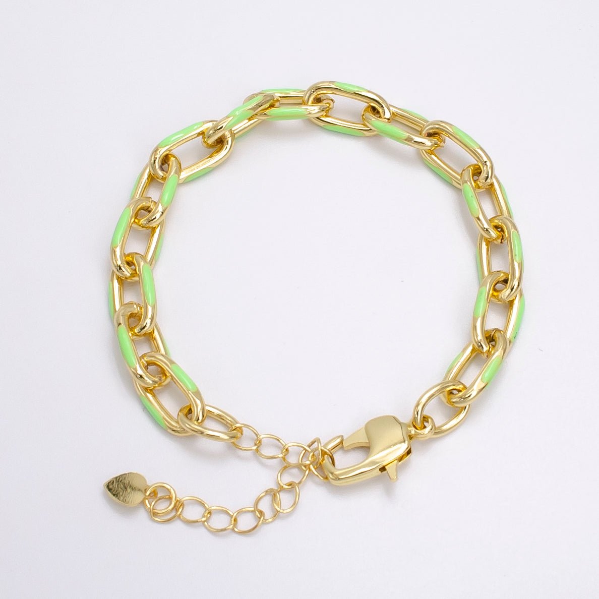Enamel PaperClip Bracelet 6inch Colorful Bracelet in Gold | WA-2276 - WA2283
