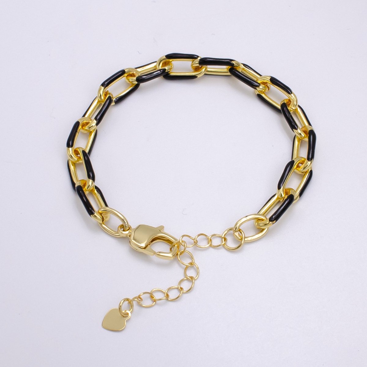 Enamel PaperClip Bracelet 6inch Colorful Bracelet in Gold | WA-2276 - WA2283