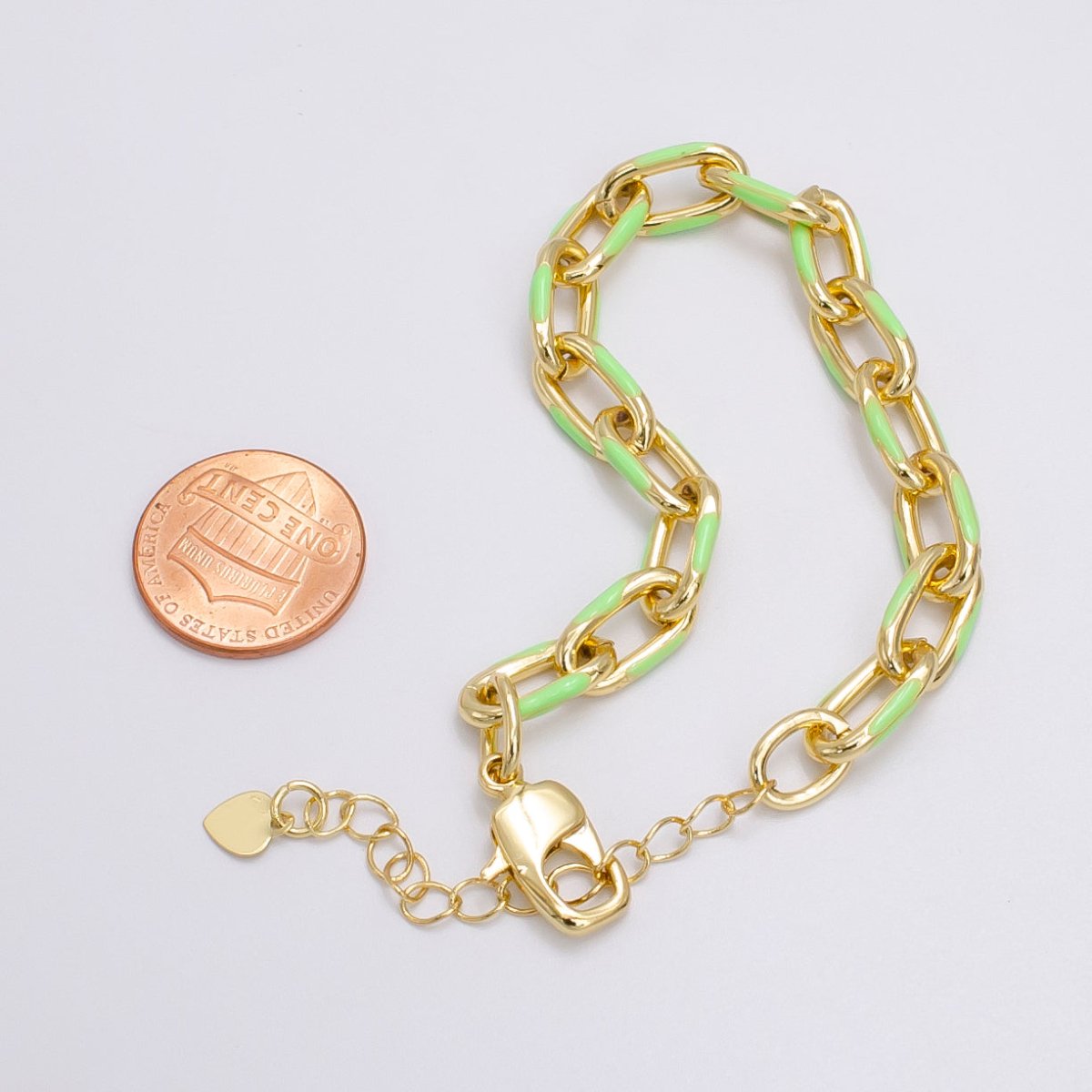 Enamel PaperClip Bracelet 6inch Colorful Bracelet in Gold | WA-2276 - WA2283