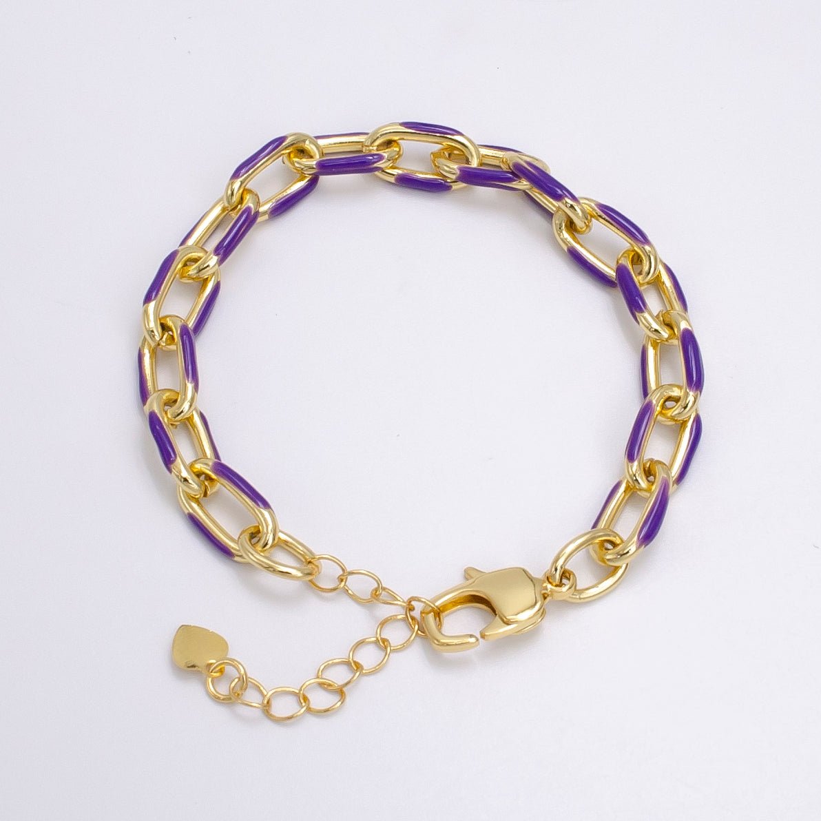 Enamel PaperClip Bracelet 6inch Colorful Bracelet in Gold | WA-2276 - WA2283